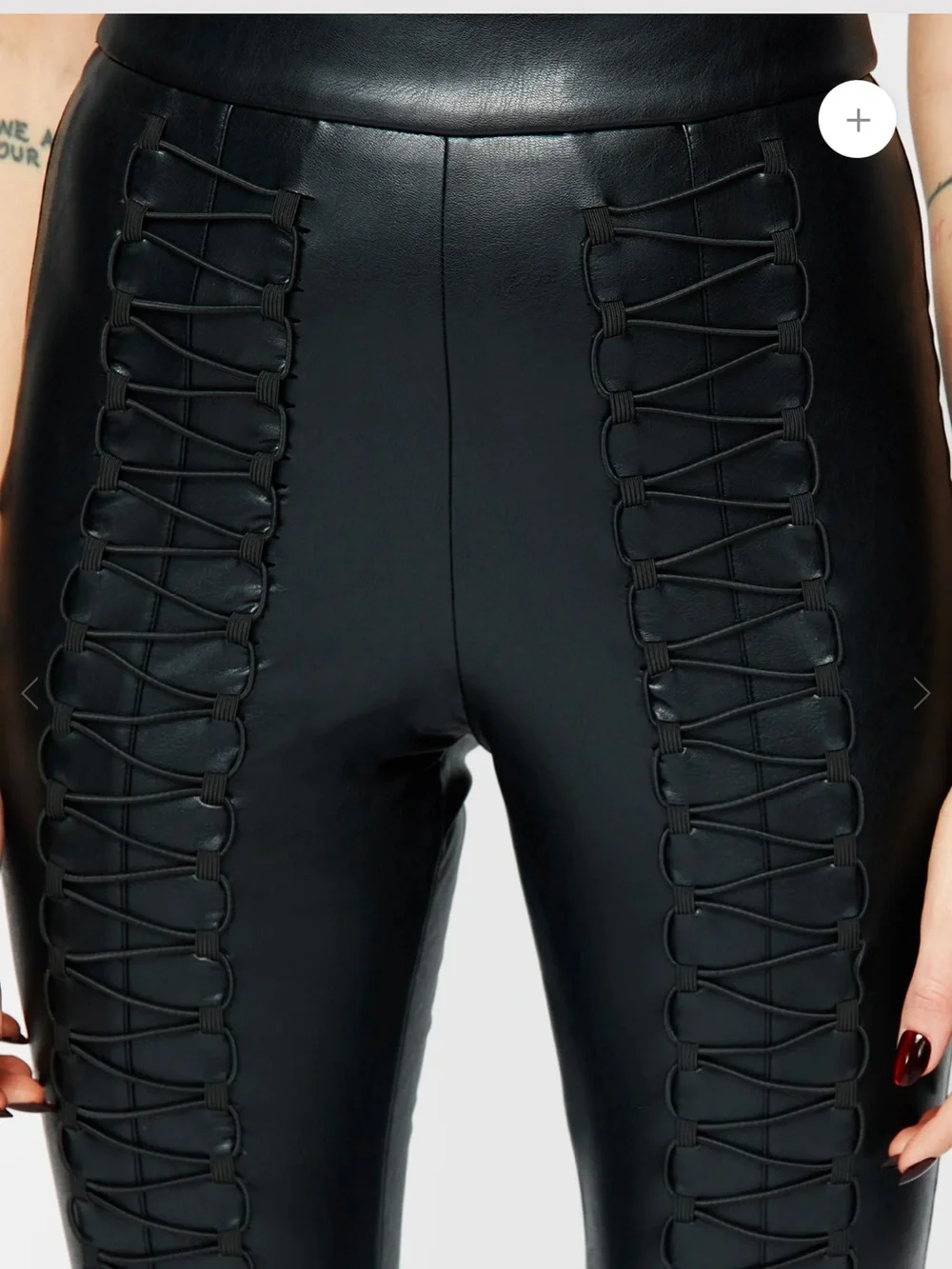 Disturbia Black Lace-Up Faux Leather Leggings - Picture 5 of 14